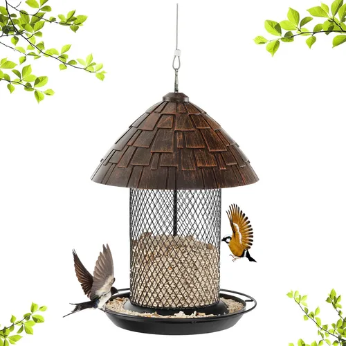 Produktbild Vogelhaus aus Metall Vogelfutterhaus zum Aufhängen Vogelfutterstation