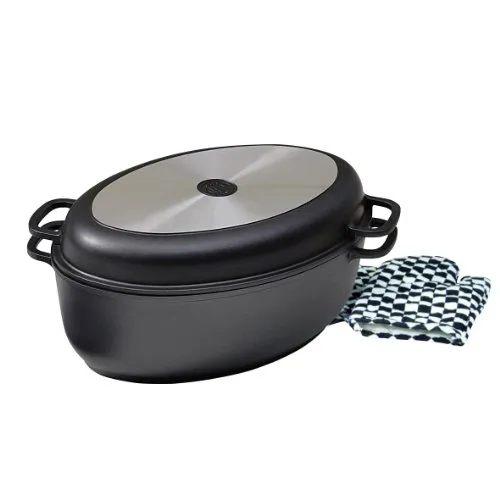 Krüger 23040 Multi-Bräter Aluguss mit Grilldeckel, 38 cm in schwarz von Krüger