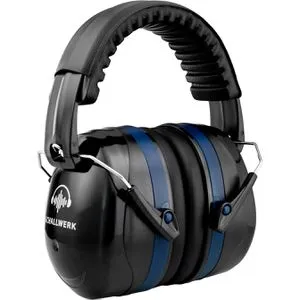Schallwerk Kapselgehörschutz Work+, faltbar, schwarz, SNR 27dB für Erwachsene - Gehörschutz mit 27 dB Geräuschdämmung, ideal für Baustellen und laute Arbeitsplätze. Faltbarer Bügel für einfachen Transport und bequemen Sitz.