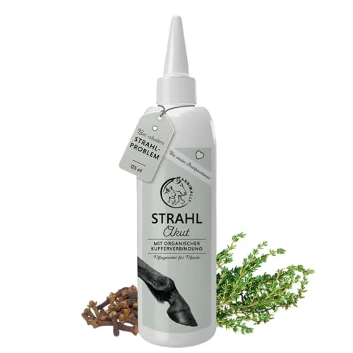 Annimally Strahl Akut Strahlpflege Pferd – Intensive Hufpflege bei Strahlfäule, hochkonzentrierte Hufpflege für Pferde mit organischen Kupferverbindungen, Made in Germany – 125 ml