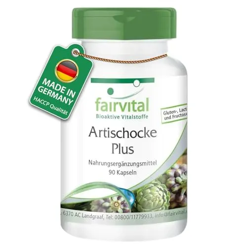 fairvital Artischocke Plus Kapseln, 90 Kapseln, HOCHDOSIERT, Artischocke + Brennnessel + Wacholder, VEGAN