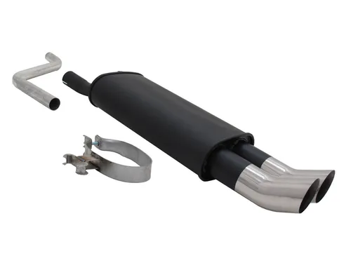 NOVUS SPORTAUSPUFF VW POLO 2/3 86c 2x76 DTM Endschalldämpfer - Schalldämpfer aus hochwertigem Stahl mit eleganten Edelstahl-Endrohren für verbesserten Sound und Leistung.