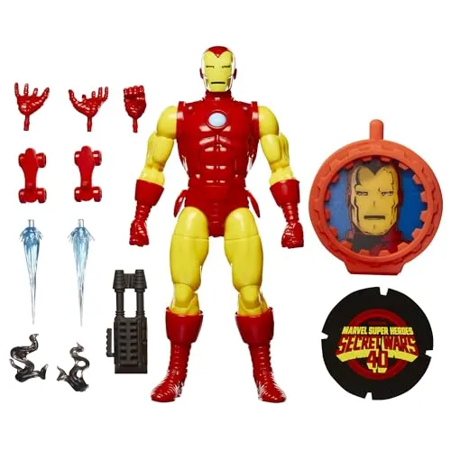 Marvel Legends Iron Man Secret Wars Actionfigur 15 cm - Actionfigur für Kinder, inspiriert von den Marvel Comics, mit austauschbaren Köpfen und Händen für individuelle Posen und Präsentation.