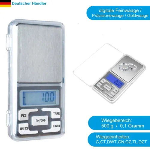 500g/0,1g - Feinwaage Präzisionswaage Goldwaage Digitalwaage Taschenwaage silber