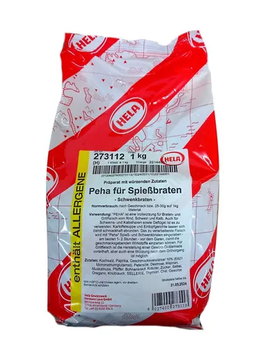 Hela Spießbraten und Schwenkbratengewürz 1 kg - Kräuter Gewürzmischung aus Deutschland, ideal für perfekten Geschmack beim Grillen von Spieß- und Schwenkbraten.