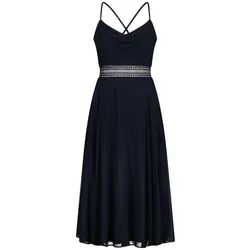 Vera Mont Damen Cocktailkleid mit Wasserfallausschnitt - Elegantes Cocktailkleid mit zauberhafter Stickerei an der Taille, taillierter Passform und Midi-Länge. Verstellbare Träger und feines Chiffonmaterial für einen femininen Look – perfekt für festliche Anlässe.