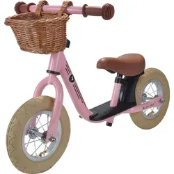 Bandits & Angels Laufrad aus Metall mit Weidenkorb Retro Rosa mit Trittbrett ab 2 Jahren – Rosa Lauflernrad – Verstellbarer Sattel 29 bis 39 cm... - Rosa
