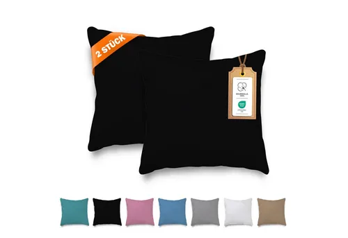 Veluna Home Kissenbezüge 100% Baumwolle(2er-Set) Renforcé Kissenbezug mit Reißverschluss, 2 Stk. - Dicht gewebt mit 57 Fäden/cm² - Kopfkissenbezug