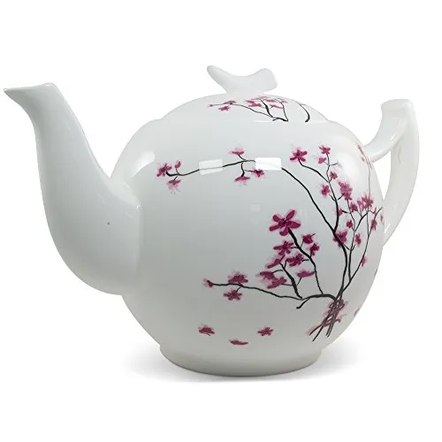 Tea Logic Teekanne Cherry Blossom 2,0l - Teekanne für eine Tasse, spülmaschinenfest aus feinem Bone China mit elegantem Kirschblütenmotiv für stilvolles Teegenuss.