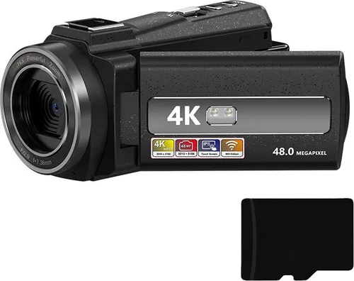 INF Camcorder Videokamera 4K/48MP/16x Zoom/IR-Nachtsicht/Fernbedienung/32-GB-Karte
