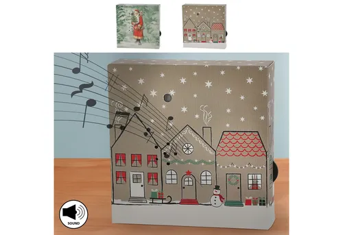 CEPEWA Bewegungsmelder Soundbox 'XMas' 2er Set - Bewegungsmelder mit 2 weihnachtlichen Klängen, ideal für stimmungsvolle Dekoration. Nostalgisches Design und anpassbare Lautstärke bringen Weihnachtsfreude in Ihr Zuhause.