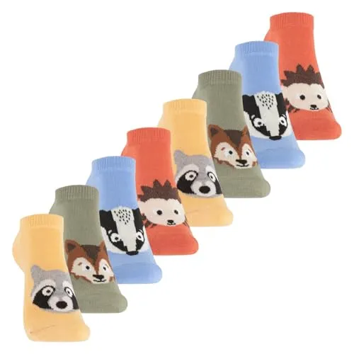Footstar Kinder Sneaker Socken (8 Paar) Bunte Kurzsocken für Mädchen & Jungen - Wild 35-38