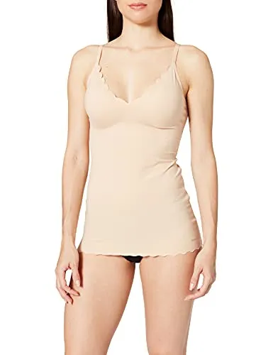 Skiny Damen Micro Essentials 084261 Unterhemd, Beige, 44 - Unterhemden & BH-Hemden für Damen, Spaghetti-Shirt mit herausnehmbaren Pads und verstellbaren Trägern für optimalen Halt und Komfort.
