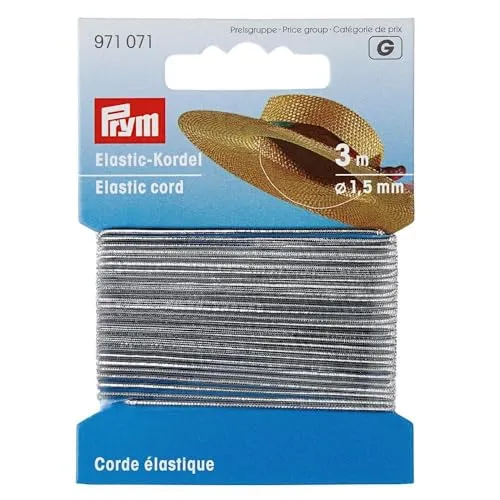 Prym 971071 Elastic-Kordel, 1,5 mm, 3 m, silberfarbig, Silber