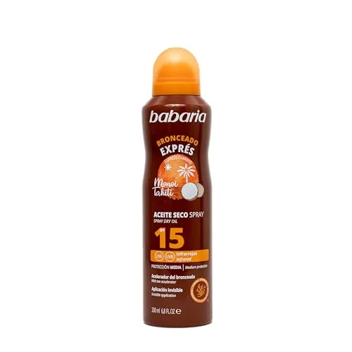 Babaria Bronze - Trockenöl Bräunungsnebel SPF 15 | Bronzing Trockenöl | Bräunungsbeschleuniger Öl | Körperöl