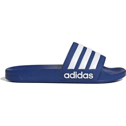 adidas Adilette Shower Sandalen Dunkel Blau - 10 - Badeschuhe mit bequemem Fußbett und schnelltrocknendem Material, ideal für den Einsatz im Schwimmbad oder am Strand.