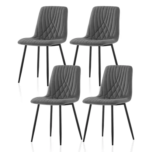 CLIPOP 4er Set Küchenstuhl, Samt gepolsterter Stuhl,Grau