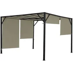 Mendler Pergola Baia - Stabiler Garten Pavillon mit Schiebedach 4x4m - Pavillon mit 6cm-Stahl-Gestell und stufenlos regulierbarem Schiebedach. Ideal für Terrasse und Garten, bietet UV-Schutz und ist wasserabweisend für entspanntes Verweilen im Freien.