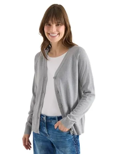 Cecil Damen Basic Cardigan mit V-Neck und Knöpfen - Stylische Strickjacke mit V-Ausschnitt und Knöpfen. Ideal für einen lässigen Look und vielseitig kombinierbar.