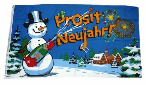 Flagge / Fahne Prosit Neujahr Silvester Hissflagge 90 x 150 cm