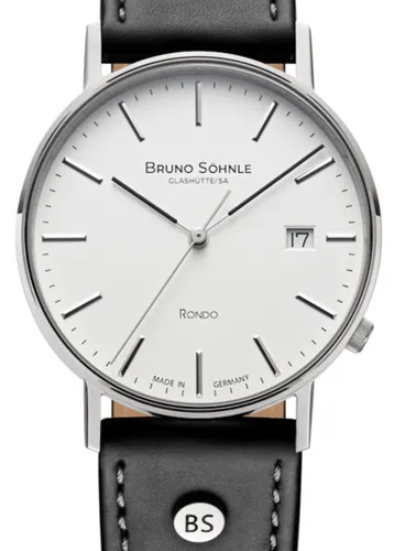 Bruno Söhnle Herren Armbanduhr Rondo 17-13105-323 - Elegante Herrenuhr mit beigem Velourslederband und präzisem Quarzwerk, kratzfestem Saphirglas und bis 3 ATM wasserdicht – ideal für stilbewusste Männer.