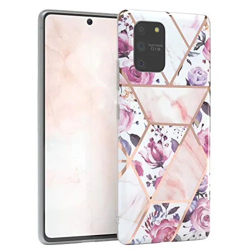 EAZY CASE Handyhülle Silikon mit Kameraschutz kompatibel mit Samsung Galaxy S10 Lite, im Blumen Design, Rosen Motiv Hülle, Ultra dünn, Slimcover, Silikonhülle, Backcover, Rosé-Gold