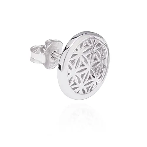 NKlaus Einzel Ohrstecker Blume des Lebens 925 Silber - Ohrstecker aus 925 Sterling Silber, rhodiniert und langlebig. Mit einem Durchmesser von 11mm sind sie die perfekte Ergänzung für jeden Look.