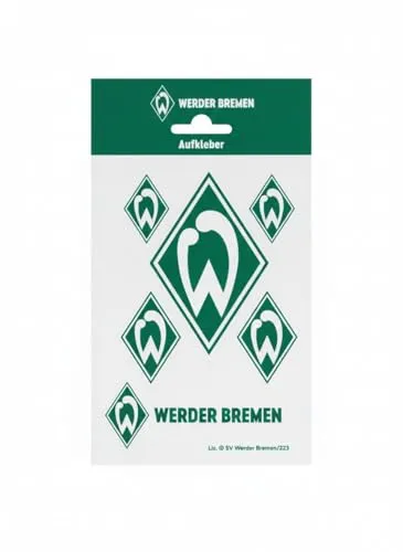 Werder Bremen Aufkleber Set 6tlg – SVW Raute Sticker für Auto, Fenster & Outdoor – Wetterfest & UV-beständig – Offizieller Fanartikel grün-weiß