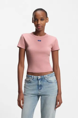 HUGO Blue Baby Tee in Rosa - Slim Fit - Stylisches, bauchfreies Baby T-Shirt aus elastischer Baumwolle-Elasthan-Mischung, ideal für einen lässigen Look. Pflegeleicht und in modischer Light Pink Farbe.
