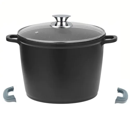 Cheffinger XXL Kochtopf Set Ø32 cm – Aluguss mit Glasdeckel in schwarz von Cheffinger