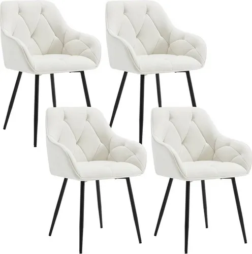 Woltu 4-Fußstuhl Set aus Samt, ergonomisch und modern - 4-Fuß-Stühle, 4er Set in cremefarbenem Samt, ideal für Komfort und Stil in Ihrem Esszimmer. Ergonomisches Design und einfache Selbstmontage.