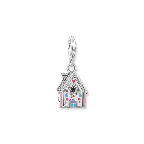 Thomas Sabo Charm 2058-340-7 - Lebkuchenhaus - Damen Anhänger aus 925er geschwärztem Silber, bunt und verspielt – ideal zum Kombinieren für besondere Anlässe und den Alltag.