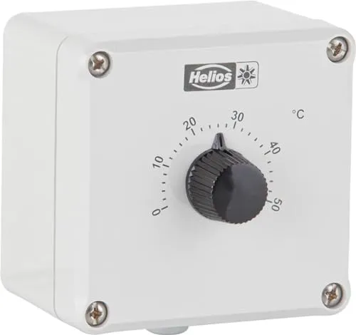 Helios TME 1 Elektronischer Thermostat - Badlüfter & Kleinraumventilatoren, ideal für präzise Temperatursteuerung mit potentialfreiem Umschaltkontakt und vielseitigen Anschlussmöglichkeiten.