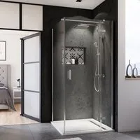 Breuer Panorama Drehtür 900mm mit Festteil - Duschtüren, 6 mm Sicherheitsglas mit CER+ Antikalk für einfache Reinigung und elegantes Design