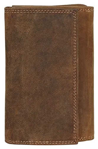 BAGAN Geldbörse im Querformat aus Echtleder für Damen - Hochwertige Damen-Geldbörse aus 100% echtem Rindleder im Vintage-Design. Mit 14 Kartenfächern und sicherem Münzfach außen bietet sie optimale Organisation und ist perfekt für den Alltag.