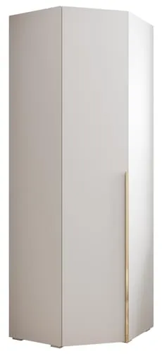 MEBLE KRYSPOL Inova 1 Eckschrank - Kleiderschrank mit Regalen und Stangen - Aufbewahrungsmöbel - für Schlafzimmer, Jugendzimmer, Flur - 236,7x81,7x47cm - Weiß, Handgriff Gold
