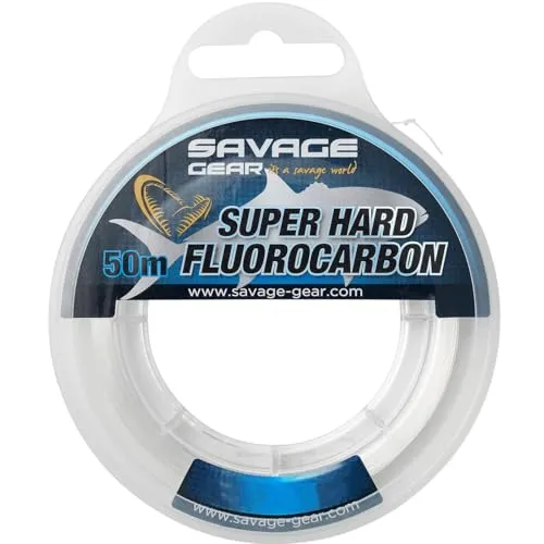 Savage Gear 0,45mm 10,7kg Super Hard Fluorocarbon 50m, Vorfachschnur zum Spinnfischen, Fluorocarbonschnur zum Meeresangeln, Raubfischschnur