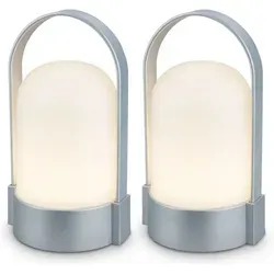 Briloner Asa 2er Set Led Tischlampe Kabellos, Dimmbar, Touch, Usb-c Aufladung, Ip44, Chrom-matt, 9x8x15,5 Cm