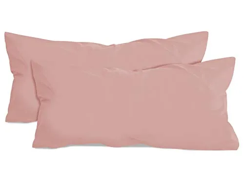 npluseins 2er Pack Baumwoll Kissenbezug - Jersey - viele Farben 1331.1812, ca. 40 x 80 cm, Altrosa