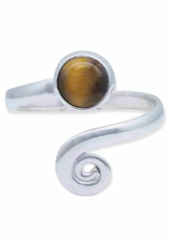 Ring 925 Silber Tigerauge brauner Stein größenverstellbar Edelstein echt Silber Damen Sterling Silber Geschenk (MRV-102-18)