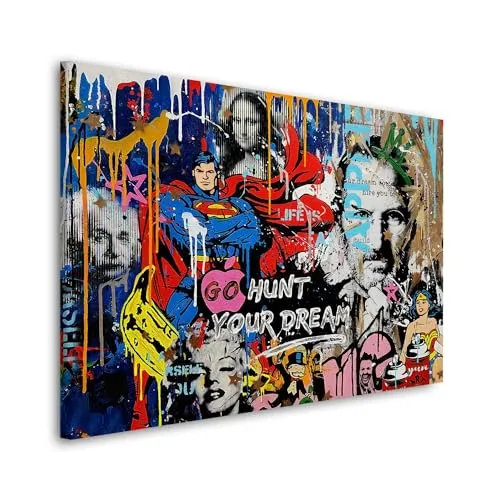 Pop Art Stars XL abstrakt Wandbild Leinwandbild Kunst Deko XL Größe 120x80x4cm