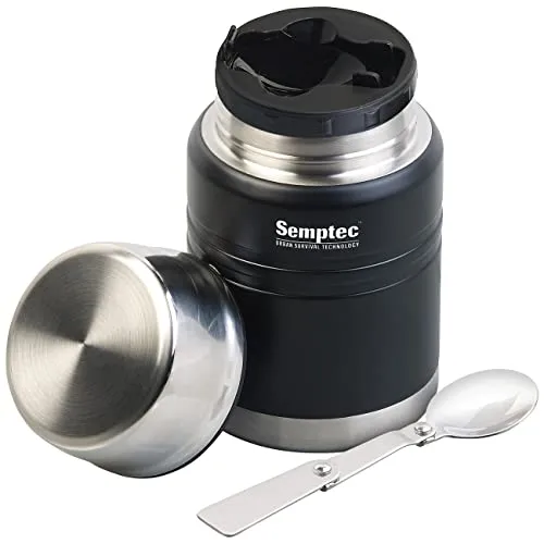 Semptec Urban Survival Technology Thermobecher Suppe: Vakuum Thermobehälter für Essen, Getränke & Suppen, Löffel, 500ml (Thermobecher to Go Suppe, Isolier-Becher, Campinggeschirr)