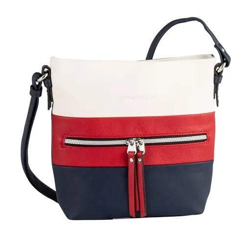 TOM TAILOR Ellen Damen Umhängetasche Crossbody Bag – Stilvoll und Praktisch - Umhängetasche in Blau mit coolen Color Blocking-Design, flexibler Tragestil dank verstellbarem Schulterriemen und ausreichend Stauraum für Alltag und Freizeit.