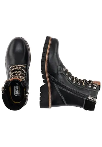 camel active Damen ISA Boot aus echtem Leder Schwarz - Wanderschuhe mit echtem Nappaleder, warmem Innenfutter und wasserabweisender Docktex-Membran für trockene Füße – ideal für kalte Tage.