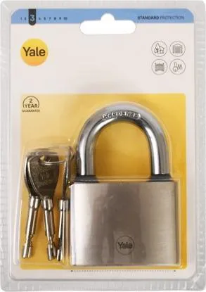 YALE Y112/50/128/1 Gusseisen-Scheibenvorhängeschloss, silber