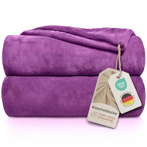 Gräfenstayn® Kuscheldecke - Flauschige Fleecedecke in Lila (240x220 cm) - Bettdecken: Hochwertige Kuscheldecke aus 260g/m² Flanell Fleece, ideal für gemütliche Abende und als Tagesdecke, pflegeleicht und OEKO-TEX zertifiziert.