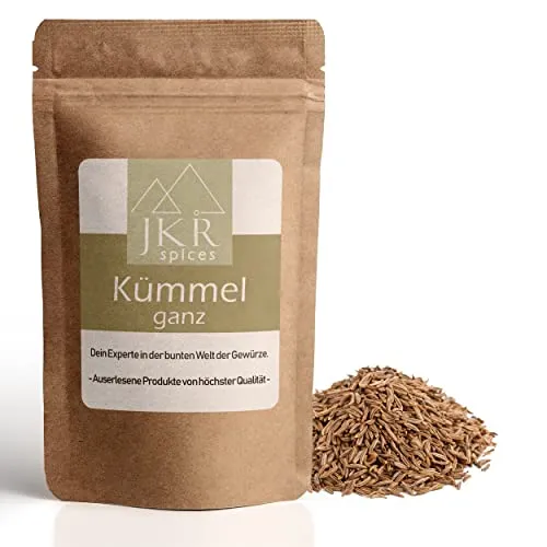 JKR Spices Kümmel ganz - Kümmel ganze Körner - Kümmel Saat Samen - vegan - natürliches Gewürz mit 100% natürlichen Zutaten | Ideal für Tee & Kochen (250 GR)