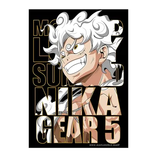 WAIFUWORLD SHOP One Piece Kartenhüllen | Sammelkarten Hüllen in Standardgröße | Motiv Ruffy/Luffy | Turnierlegal | 60 Stück pro Pack | Card Sleeves mit Holo-Effekt