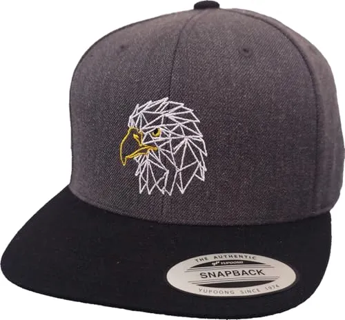 Baddery Cap Flexfit Snapback : USA Adler- Eagle Kappe Herren & Damen (One Size - Charcoal-Black)