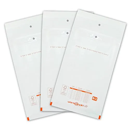versando 200x B2 Luftpolsterumschläge Innenmaß 120 x 215 mm Außenmaß 140 x 225 mm weiß für DIN A6